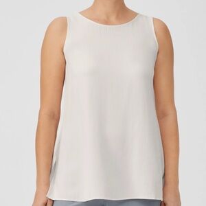 Eileen Fisher Silk Georgette Crepe Ballet Neck Tank